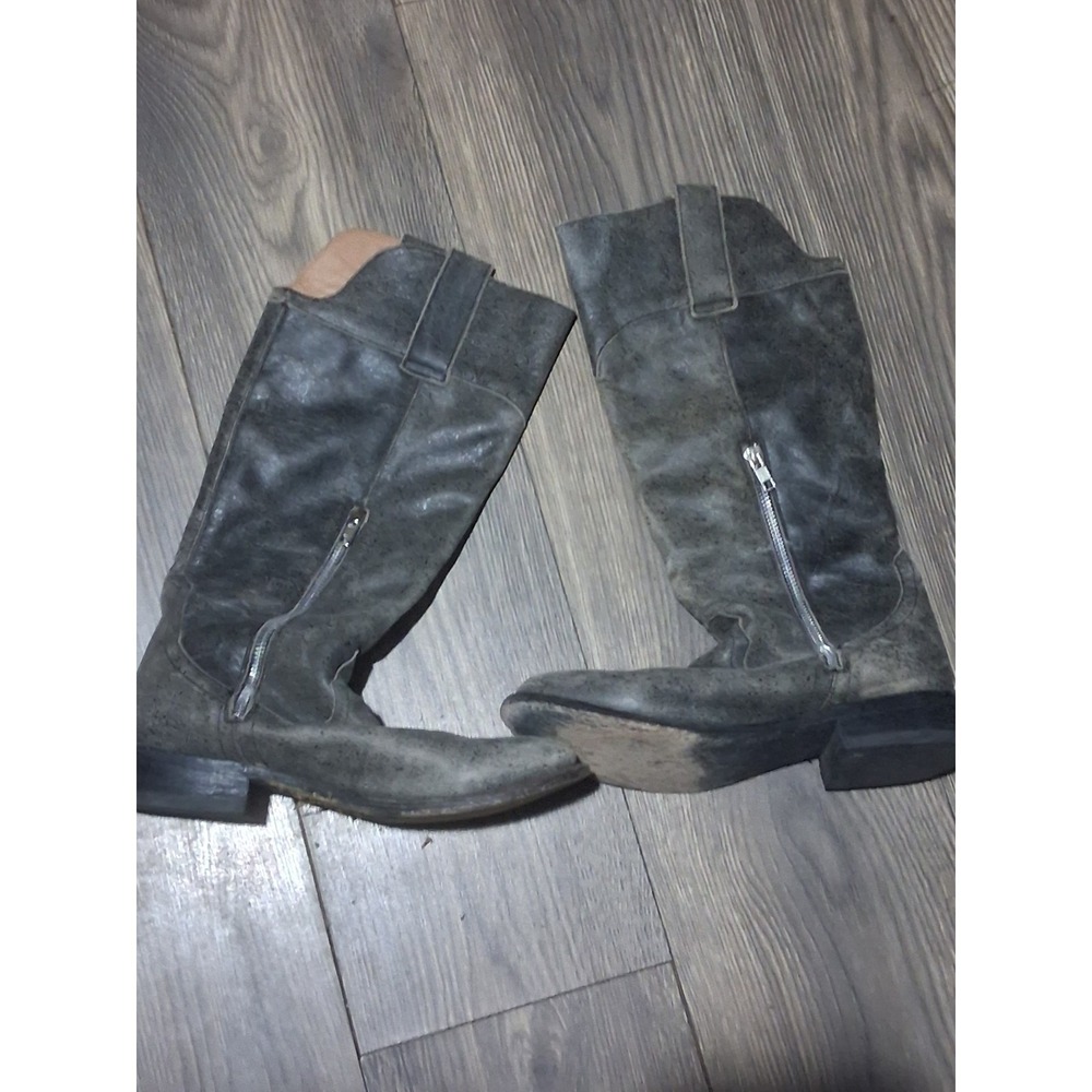 Stetson Gray Leather Made in Mexico Cowboy Western Boots Size 8 Round Toe Mens - Picture 4 of 10